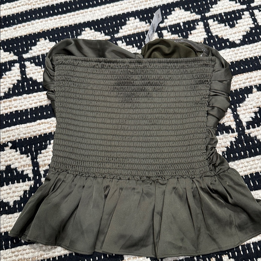 NWT Express olive green Satin Tube Top - Picture 4 of 5